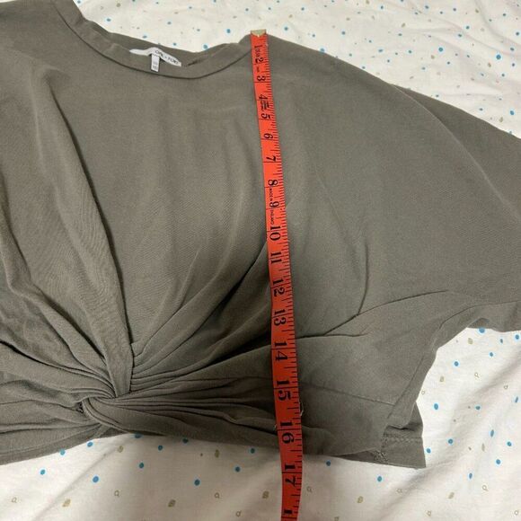 OAK + FORT Flared Wrap Knot Crop Top Green - O/S - Picture 11 of 14